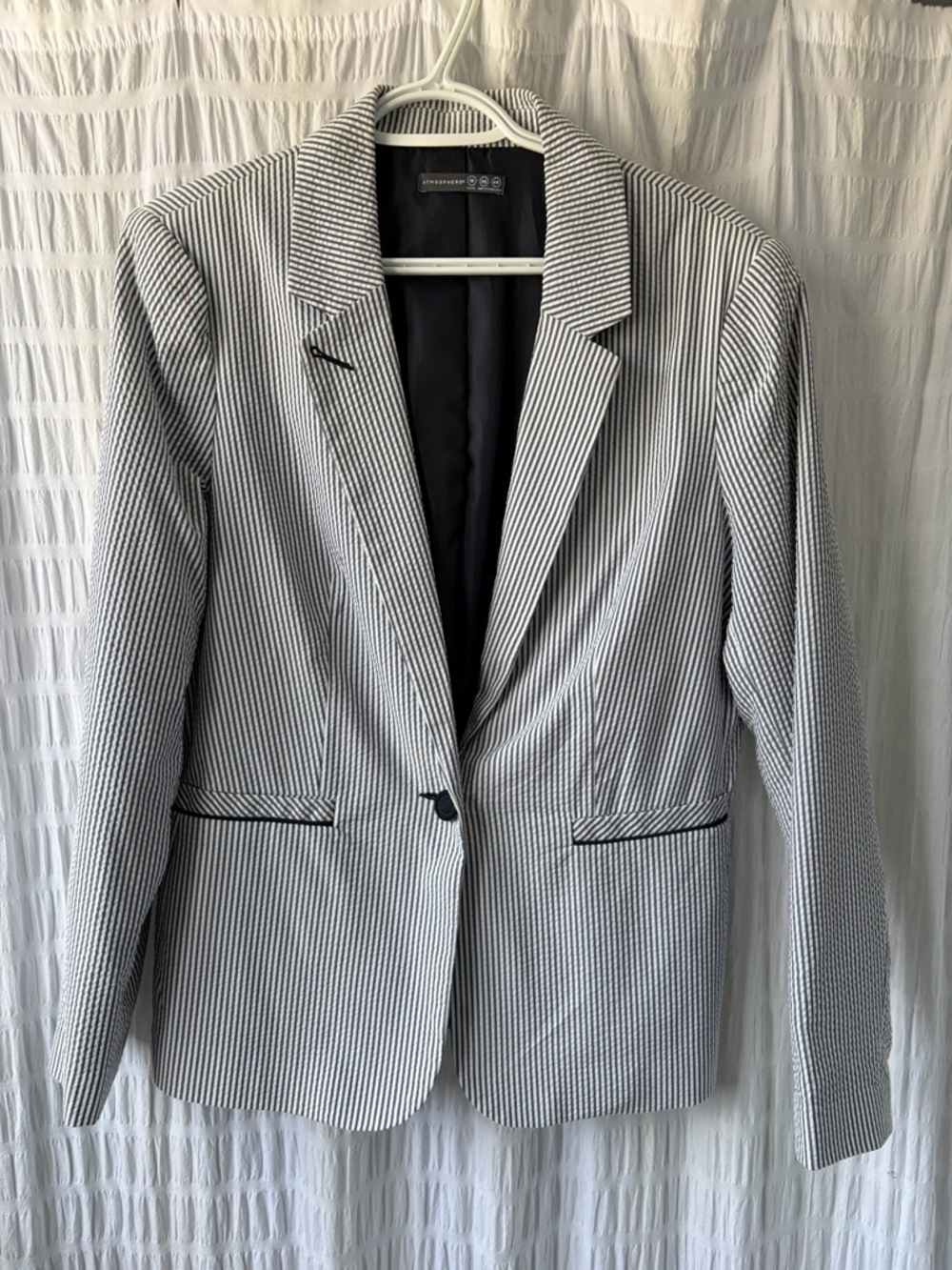Atmosphere Navy & White Striped Seersucker Jacket